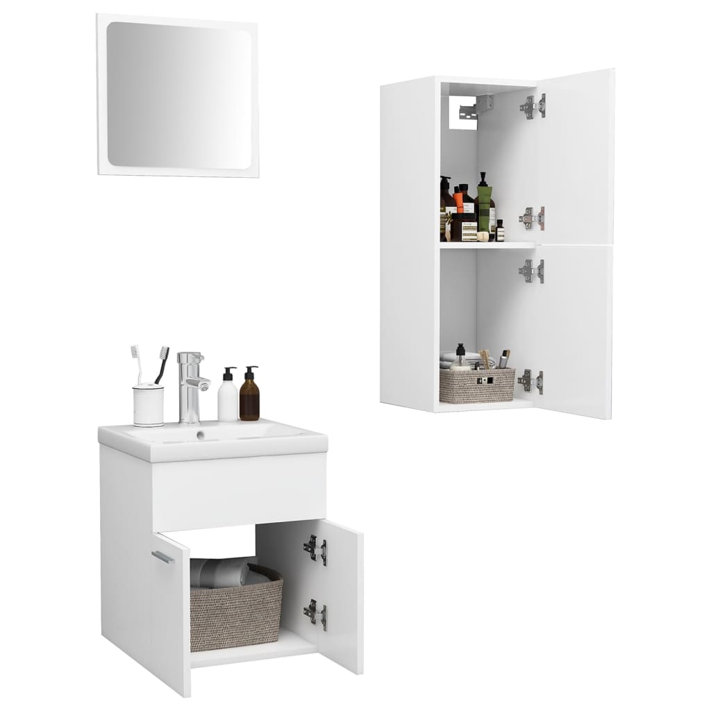 Set Mobili Da Bagno Bianco In Truciolato - Image 3