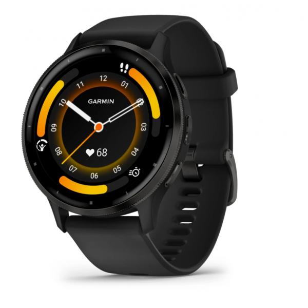 Orologio Gps Connesso - Garmin - Venu 3 - Wifi - 35,4 Mm (1,4) - Acciaio Grigio, Cassa Nera E Cinturino In Silicone Nero