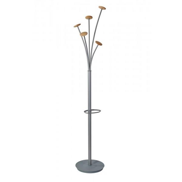 Alba Festival Coat Stand 5 Pegs Silver Grey And Light Wood - Pmfestw M
