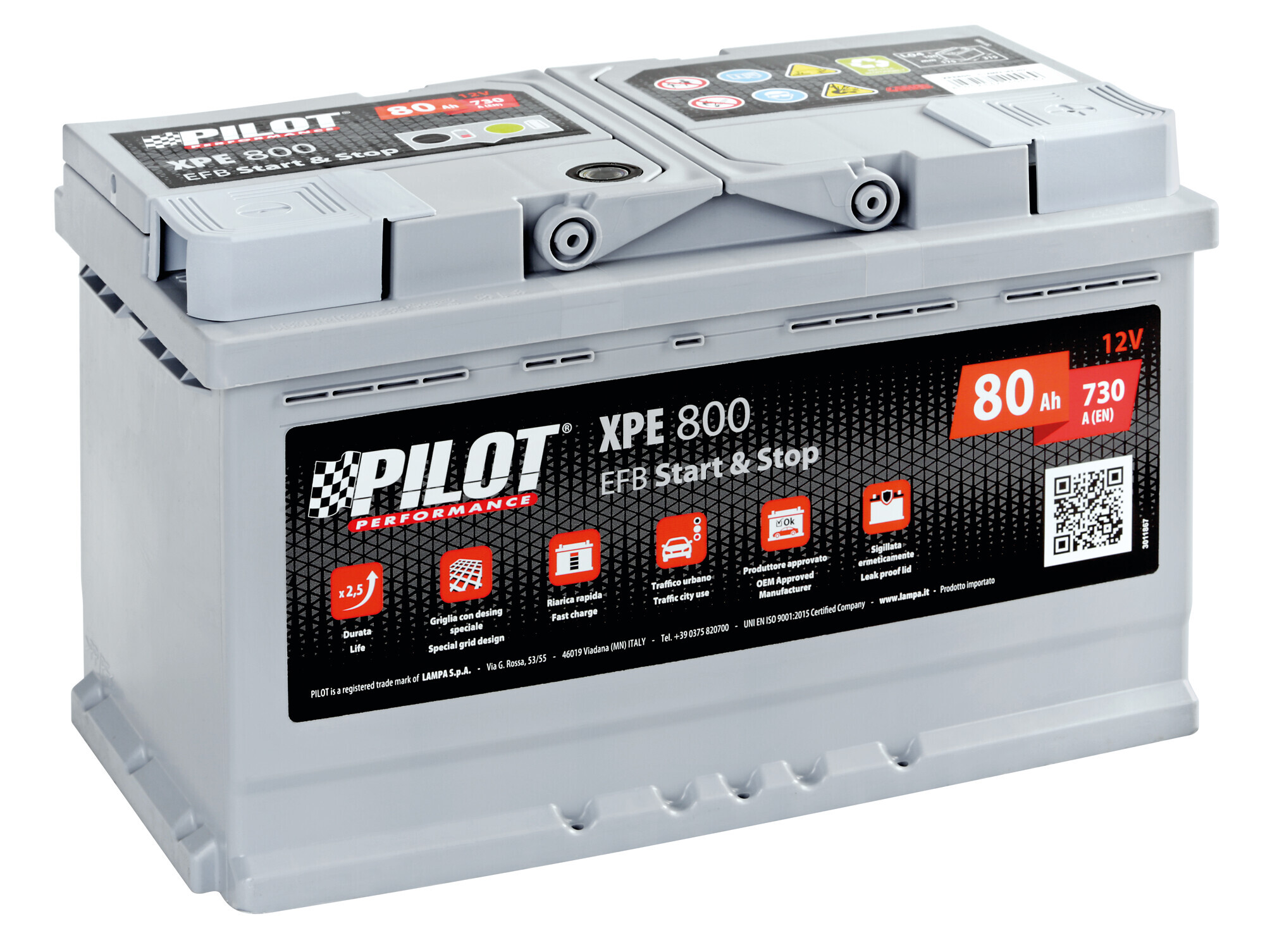 Batteria 12v - Pilot StarT-Stop Efb - 80 Ah - 730 A - l4