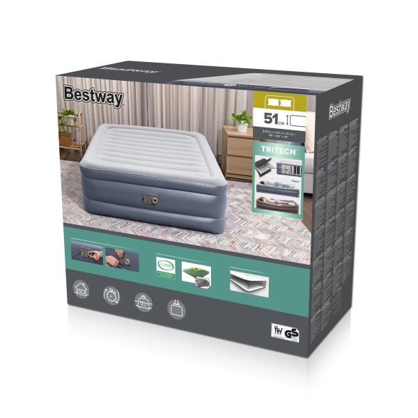 Materasso Ad Aria - Bestway - 6713i - Tritech™ - 2 Posti, 203 X 152 X 51 Cm, Pompa Elettrica Integrata, Struttura Del Letto