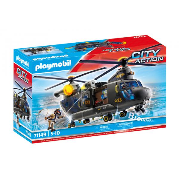 Playmobil 71149 Elicottero Da Trasporto Delle Forze Speciali - Ufficiali Di Polizia - Azione Cittadina - Unità D'élite