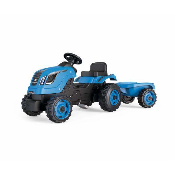 Smoby Farmer Xl Pedal Tractor + Trailer - Blu