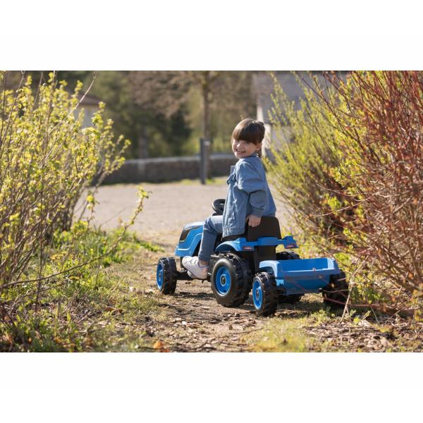 Smoby Farmer Xl Pedal Tractor + Trailer - Blu - Image 4