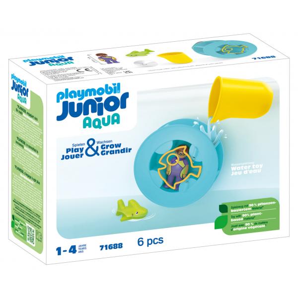 Playmobil Junior 71688 Ruota Idraulica Con Cucciolo Di Squalo Include Personaggio, Cucciolo Di Squalo E Ruota Idraulica - Età 1 Anno