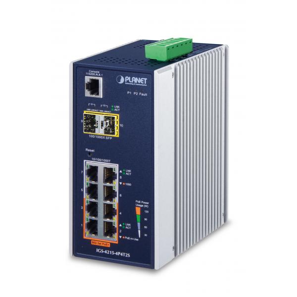 Planet IgS-4215-4p4t2s Switch Di Rete Gestito L2/l4 Gigabit Ethernet [10/100/1000] Supporto Power Over Ethernet [poe] Blu, Bianco (ip30 Industrial l2
