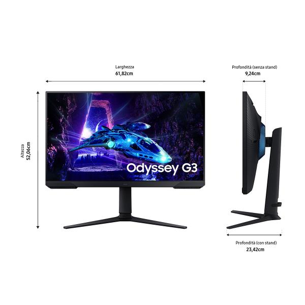 Schermo Pc - Samsung - Odyssey G3 G30d - 27 Fhd - Pannello Va - 180hz - 1ms - Pivot/orientabile - 1 Dp - Nero - Image 3