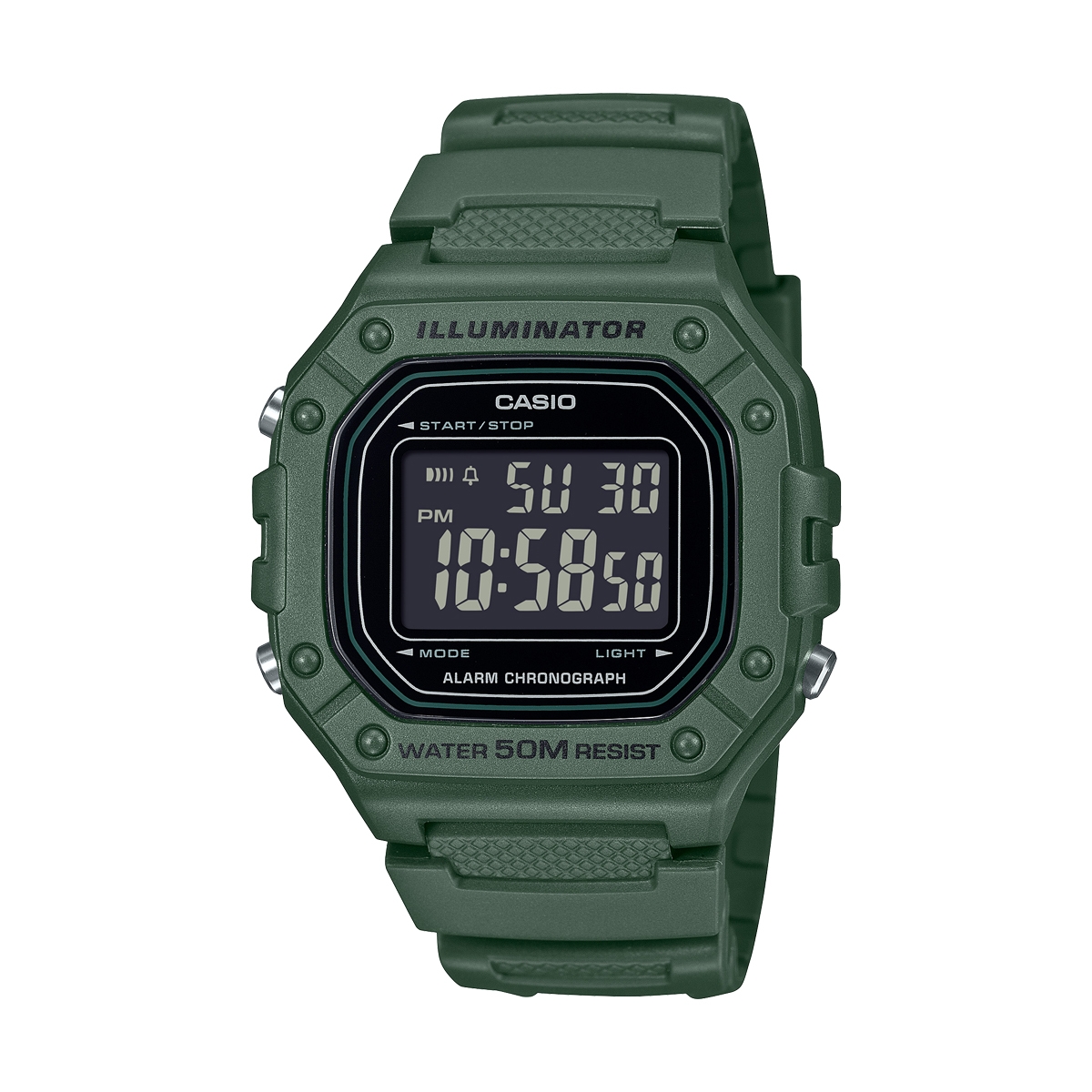 Casio Timeless Collection Mod. Sport Illuminator Wr 50m. Alarm. Chronograph - Army Green