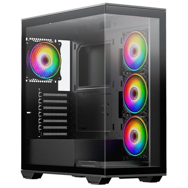 Vida Solus Tower Nero (vida Solus Black Argb Gaming Case W/ Glass Side & Front, Atx, 4x Argb Pwm Fans, 6-Port Argb Hub, UsB-c)