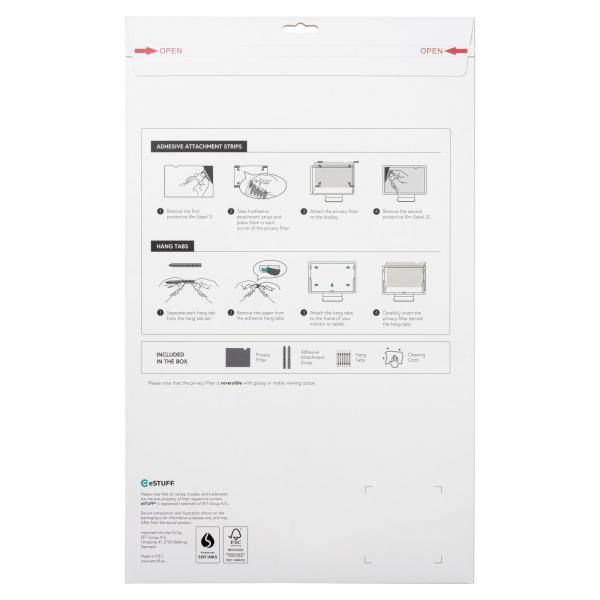 Estuff Glbb31698393 Schermo AntI-Riflesso 80 Cm [31.5] Monitor Filtro Per La Privacy Senza Bordi Per Display (privacy Filter 31.50 698 Mm - X 393 mm