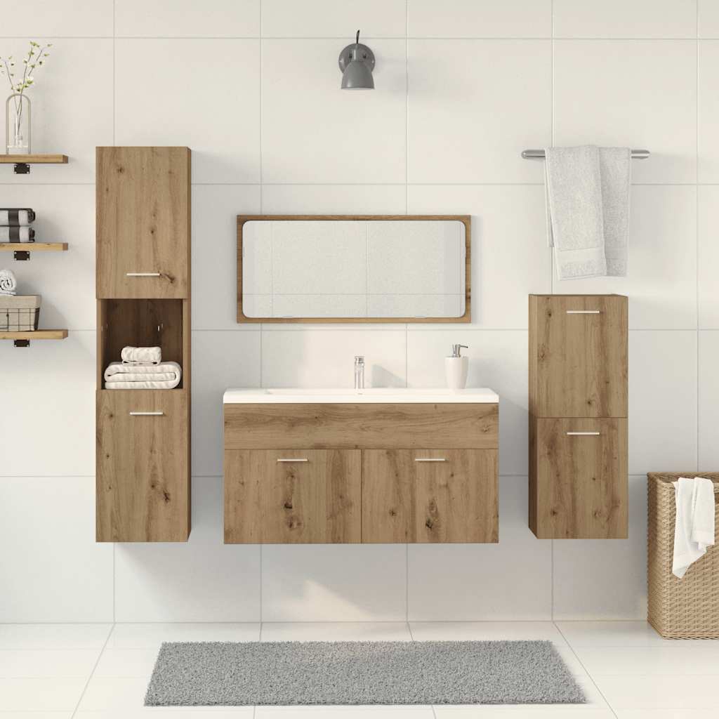 Set Mobili Da Bagno 4 Pz Rovere Artigianale Legno Multistrato - Image 3