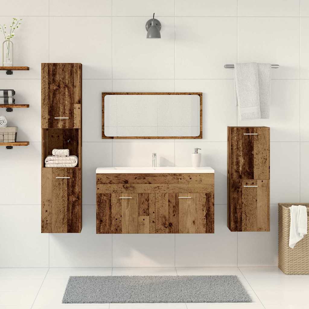 Set Mobili Da Bagno 4 Pz Legno Antico In Legno Multistrato - Image 3