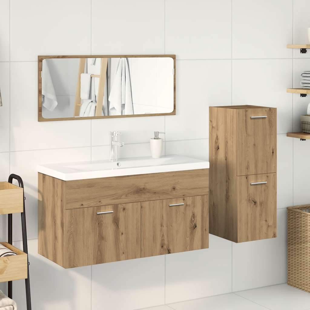Set Mobili Da Bagno 4 Pz Rovere Artigianale Legno Multistrato - Image 3