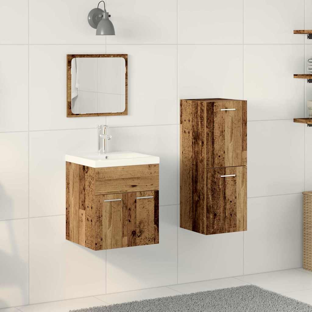 Set Di Mobili Per Il Bagno Con Porta 4 Pcs Legno Vecchio