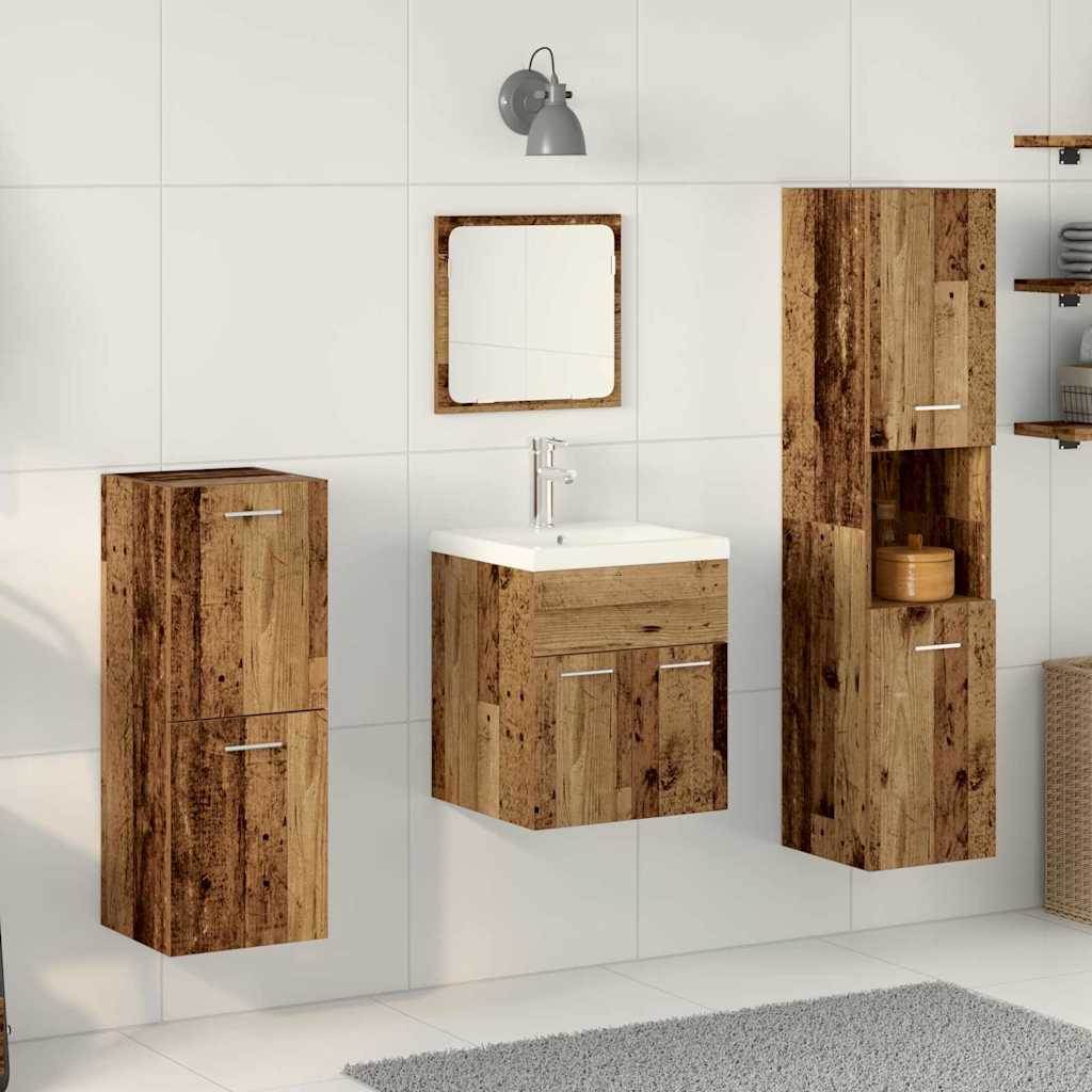 Set Di Mobili Per Il Bagno Con Porta 5 Pcs Legno Vecchio