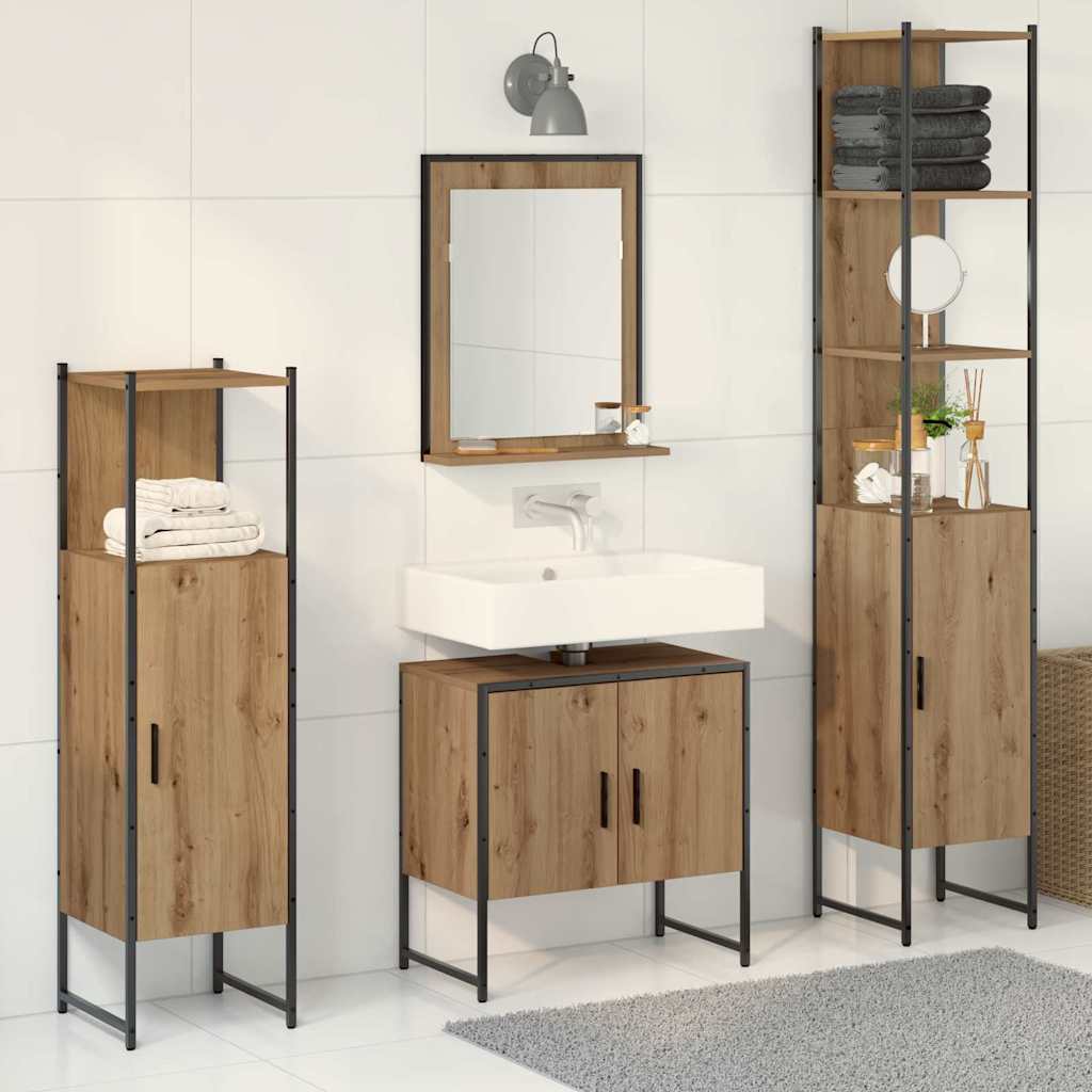 Set Di Mobili Per Il Bagno 4 Pcs Marrone 33 X 33 X 185.5 cm