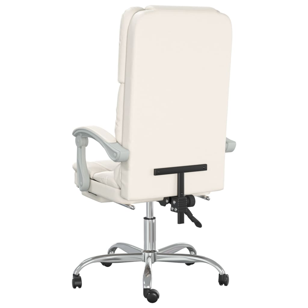 Poltrona Da Ufficio Massaggiante Reclinabile Crema Similpelle - Image 4