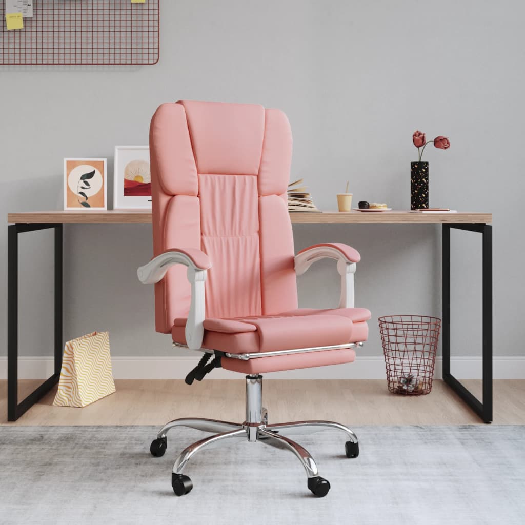 Poltrona Da Ufficio Reclinabile Rosa In Similpelle