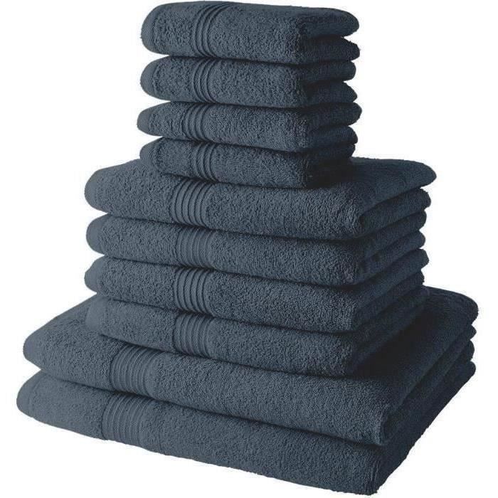 Set 4 Asciugamani Bagno Today 30x50 + 4 Teli Bagno 50x90 + 2 Teli Bagno 70x130 Cm 100% Cotone - Denim