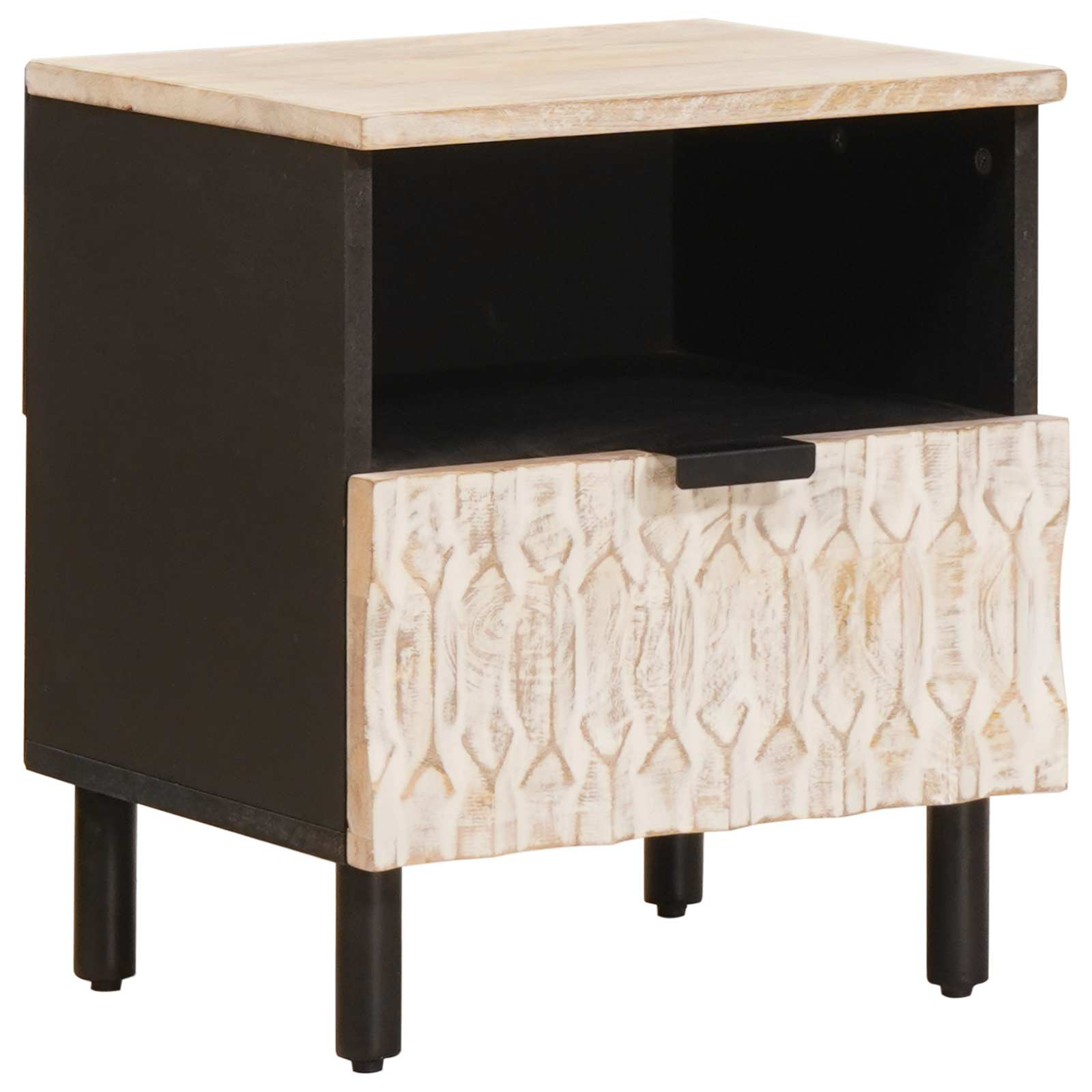 Armadio Da Notte Bianco 40 X 33 X 46 Cm Legno Di Mango Massello