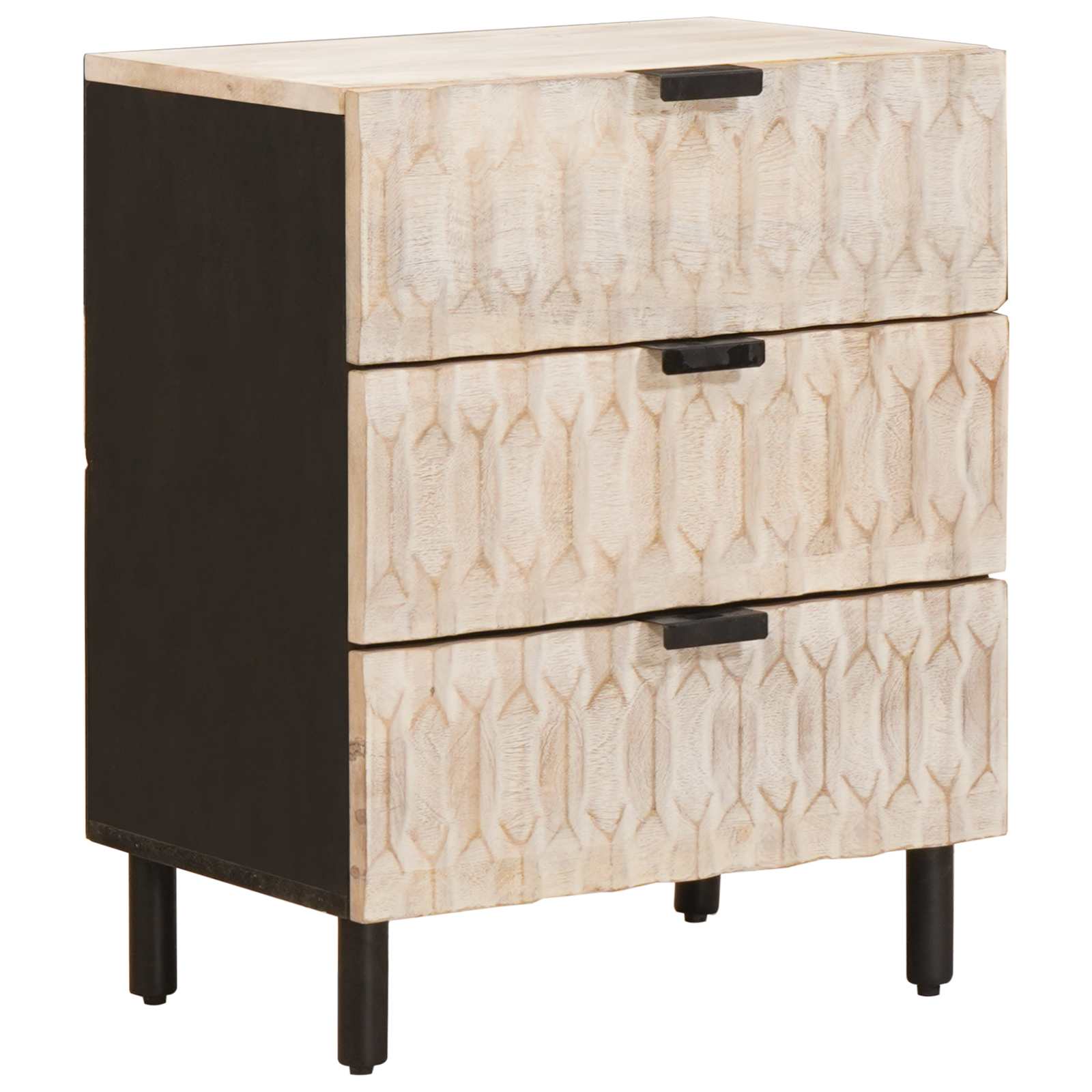 Armadio Da Notte Bianco 50 X 33 X 60 Cm Legno Di Mango Massello