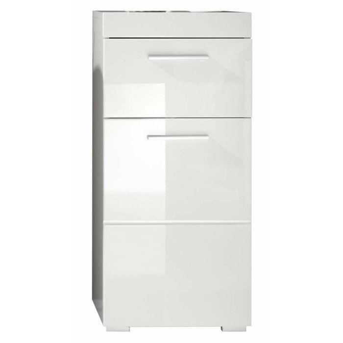 Base Da Bagno Amanda - 1 Anta + 1 Cassetto - L37 X P31 X H79 Cm - Bianco - Trendteam