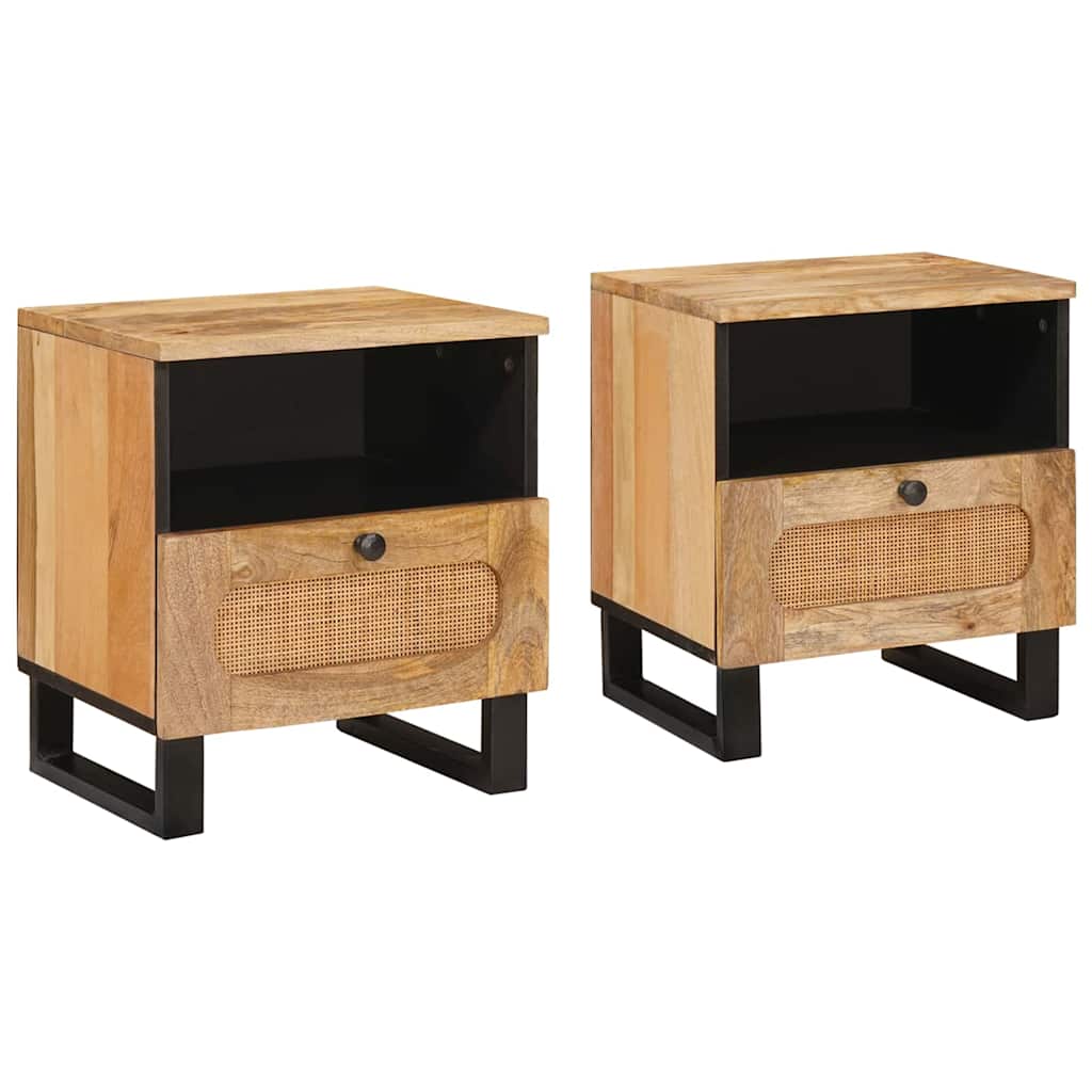 Armadio Da Notte Con Cassetto 2 Pcs Naturale 40 X 33 X 46 cm