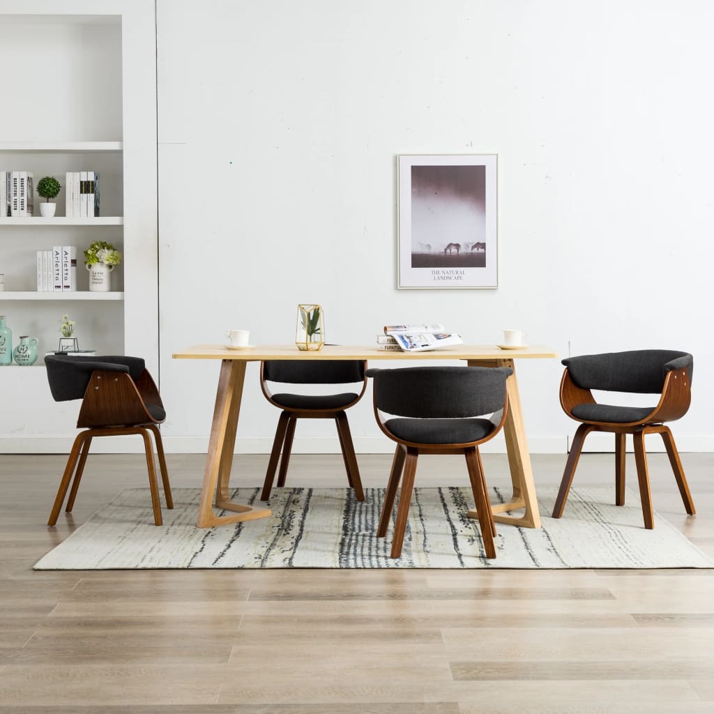 Sedie Da Pranzo 4 Pz Grigie In Legno Piegato E Tessuto