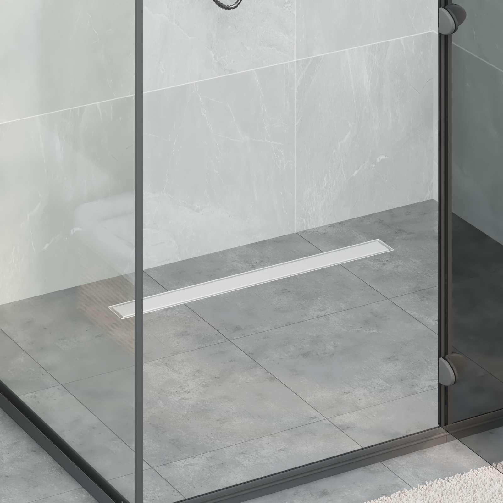 Drenaggio Doccia Con Copertura In Vetro Argento 80 cm