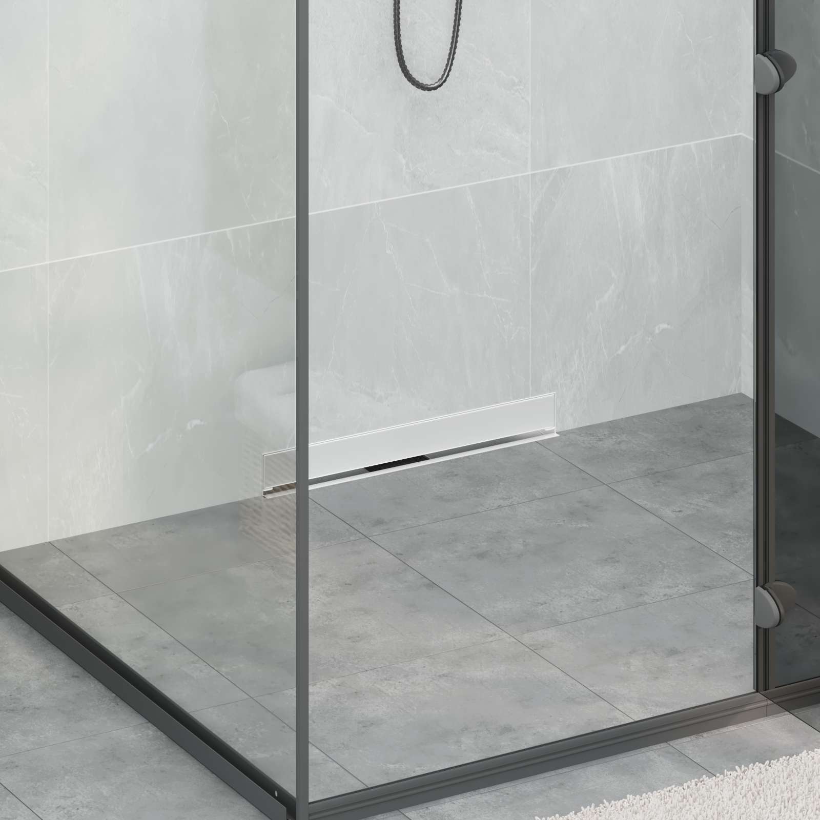 Scarico Doccia Da Parete Argento 50 Cm Acciaio Inox 304