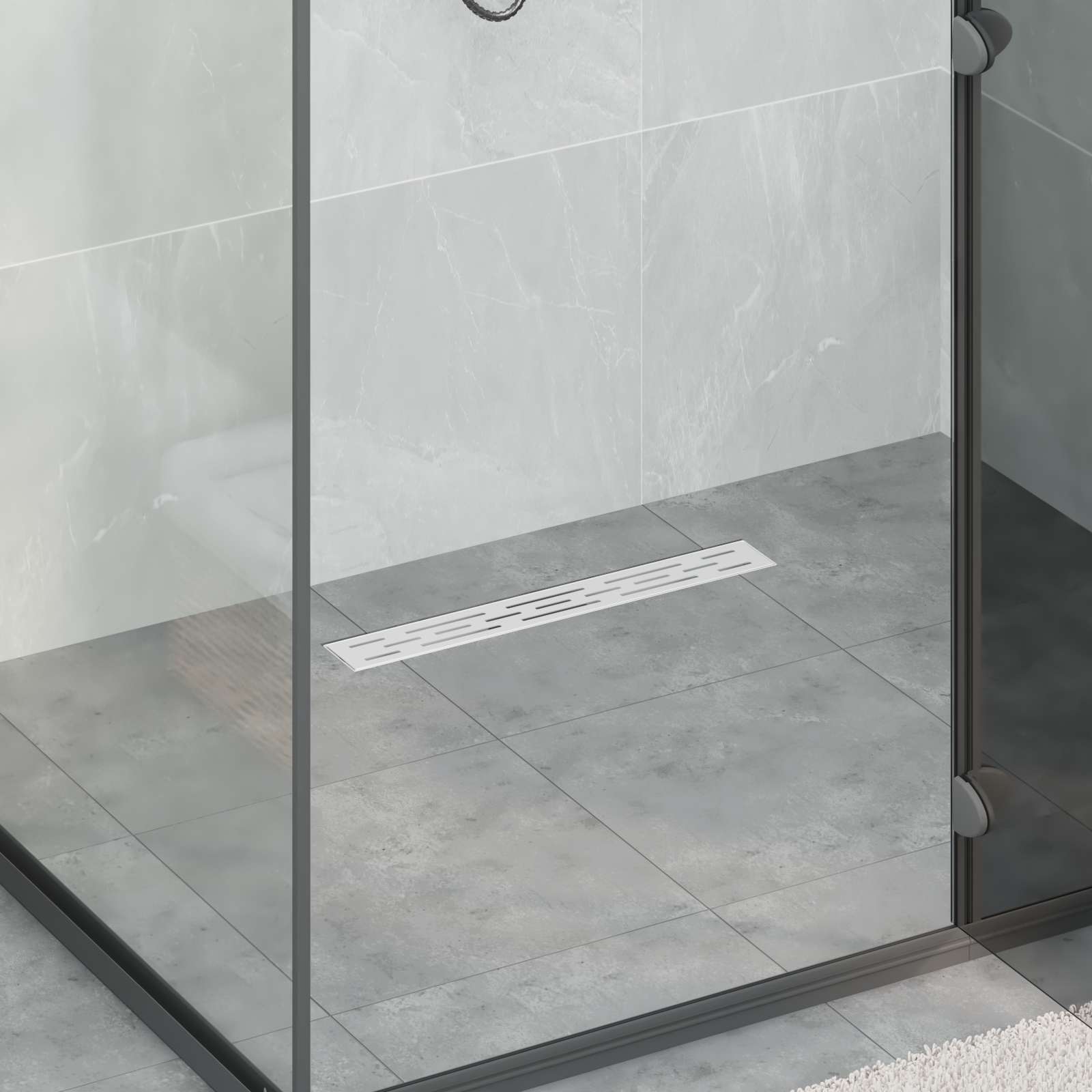 Drenaggio Doccia Con Copertura In Vetro Argento 60 cm