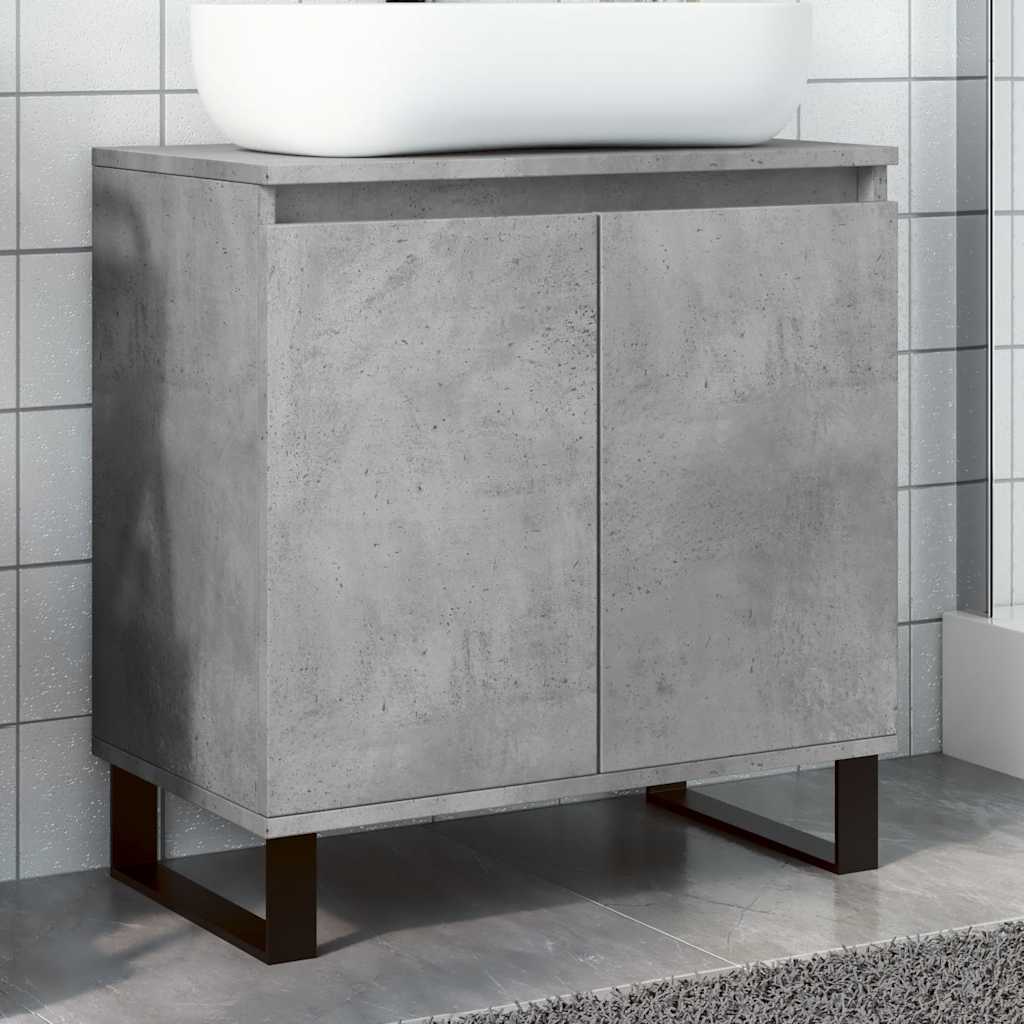 Armadietto Da Bagno Grigio Cemento 58x33x60cm In Truciolato