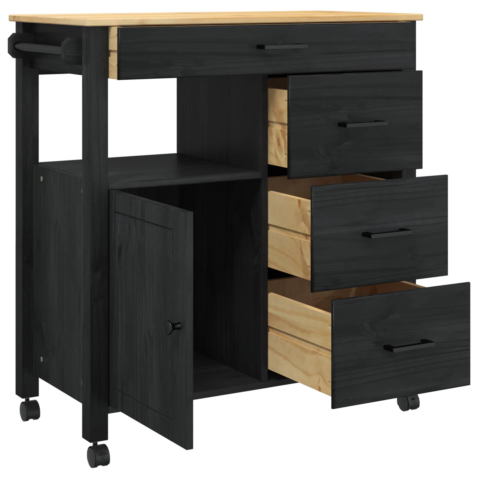 Carrello Da Cucina Tinta Unita Nero - Image 4