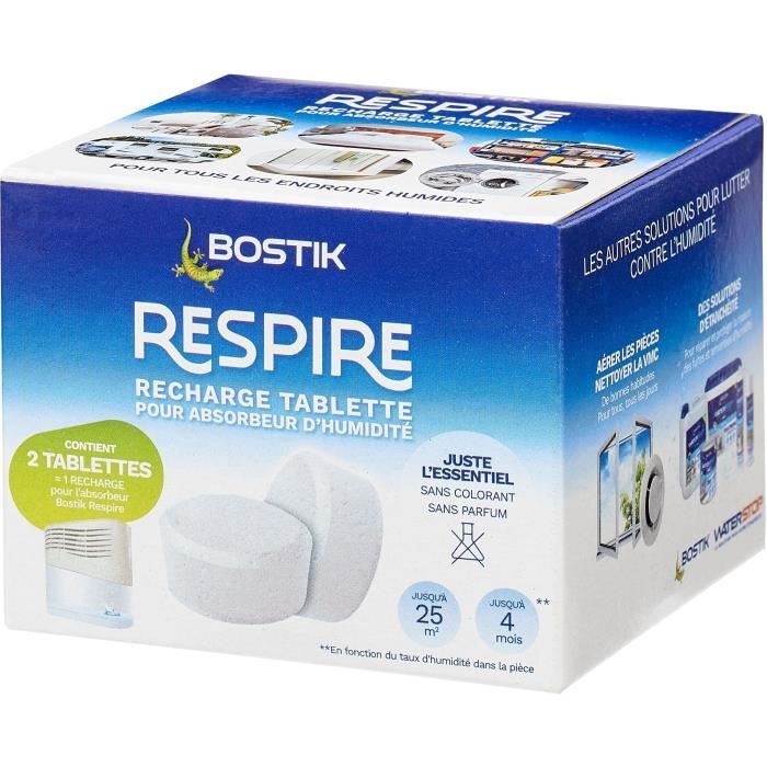 Ricariche Assorbenti - Bostik - Respire - 2 Compresse - Fino A 25 M² - Senza Profumo - 2 X 250 G