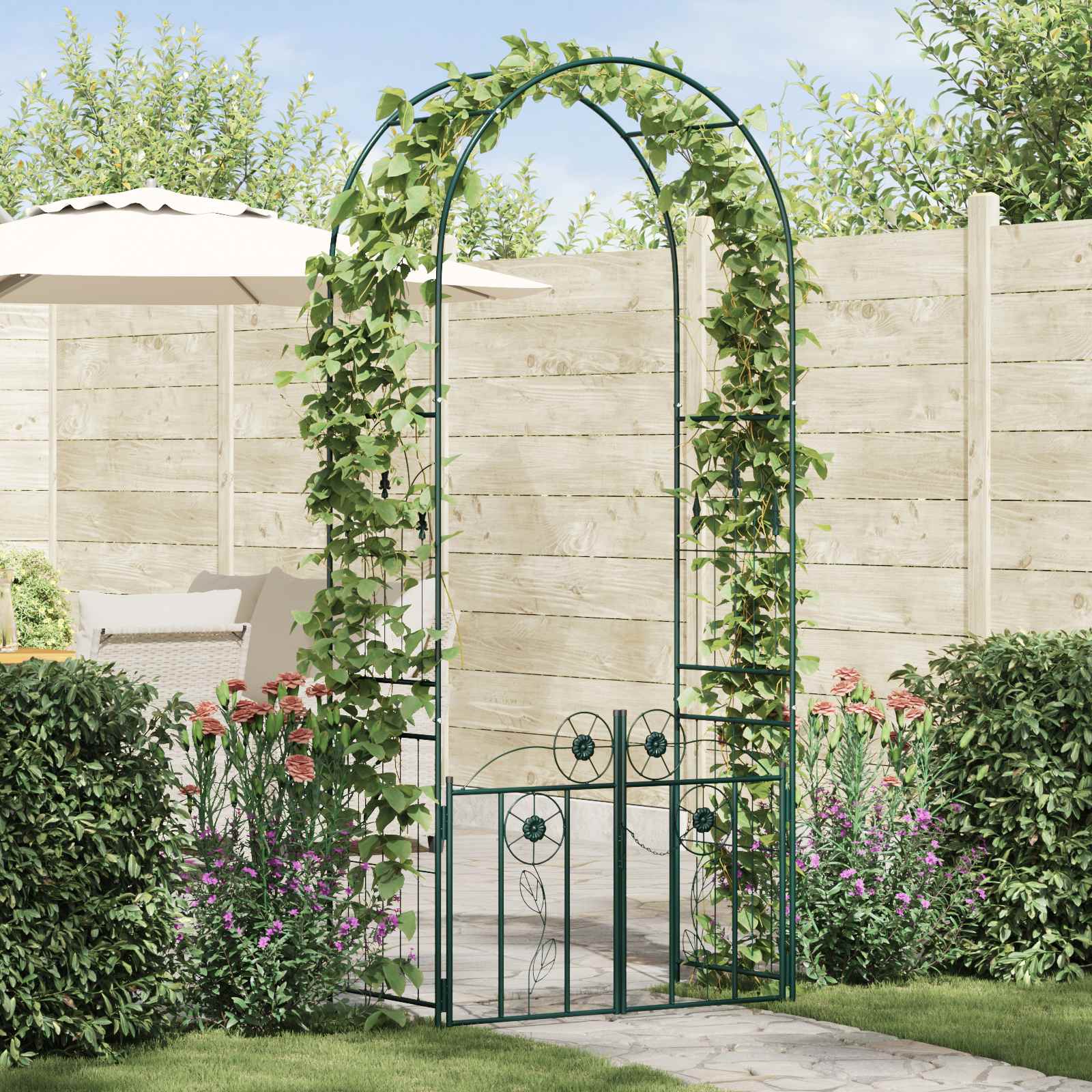 Arco Da Giardino Tinta Unita Verde 102 X 50 X 218 cm