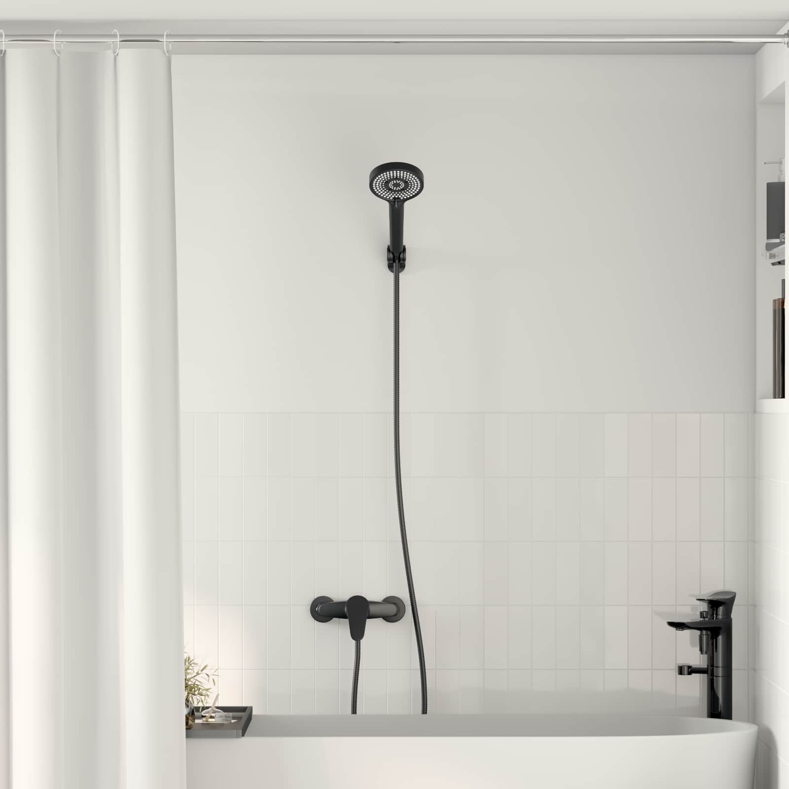 Set Di Doccia Con Soffione Nero G 1 / 2 Pollici