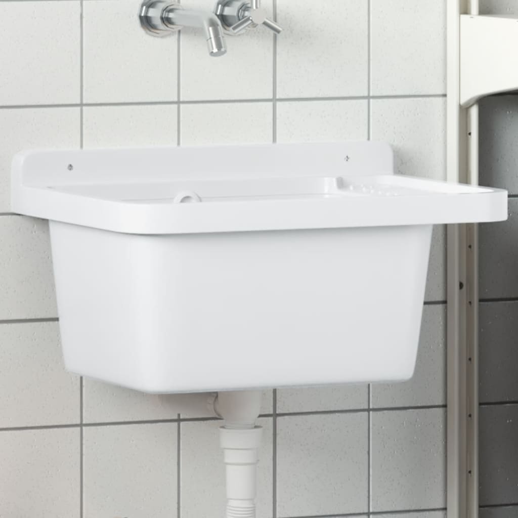 Lavabo A Parete Bianco 50x35x24 Cm In Resina