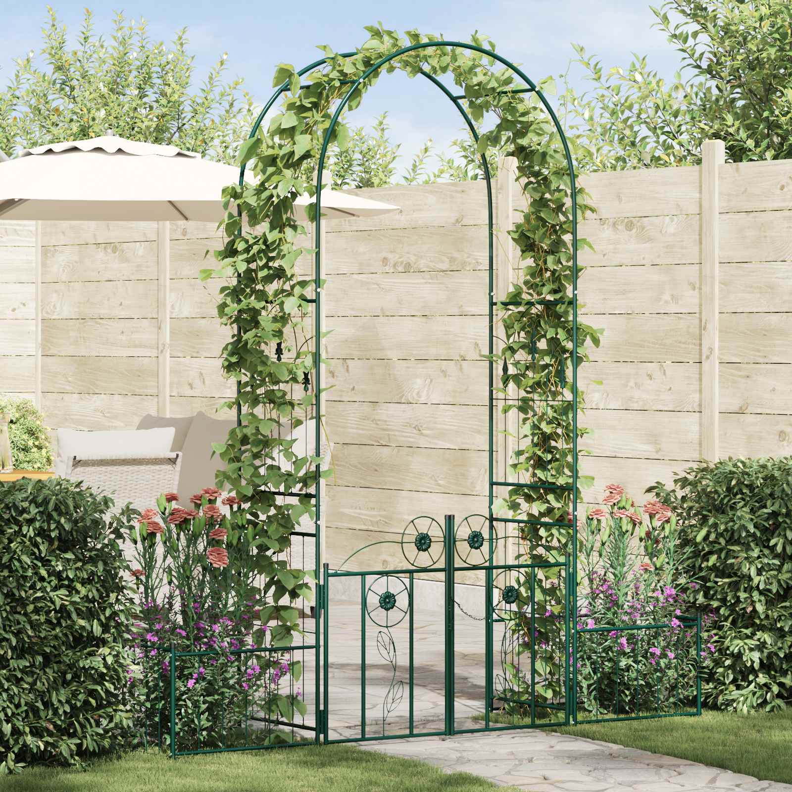 Arco Da Giardino Tinta Unita Verde 203 X 50 X 218 cm