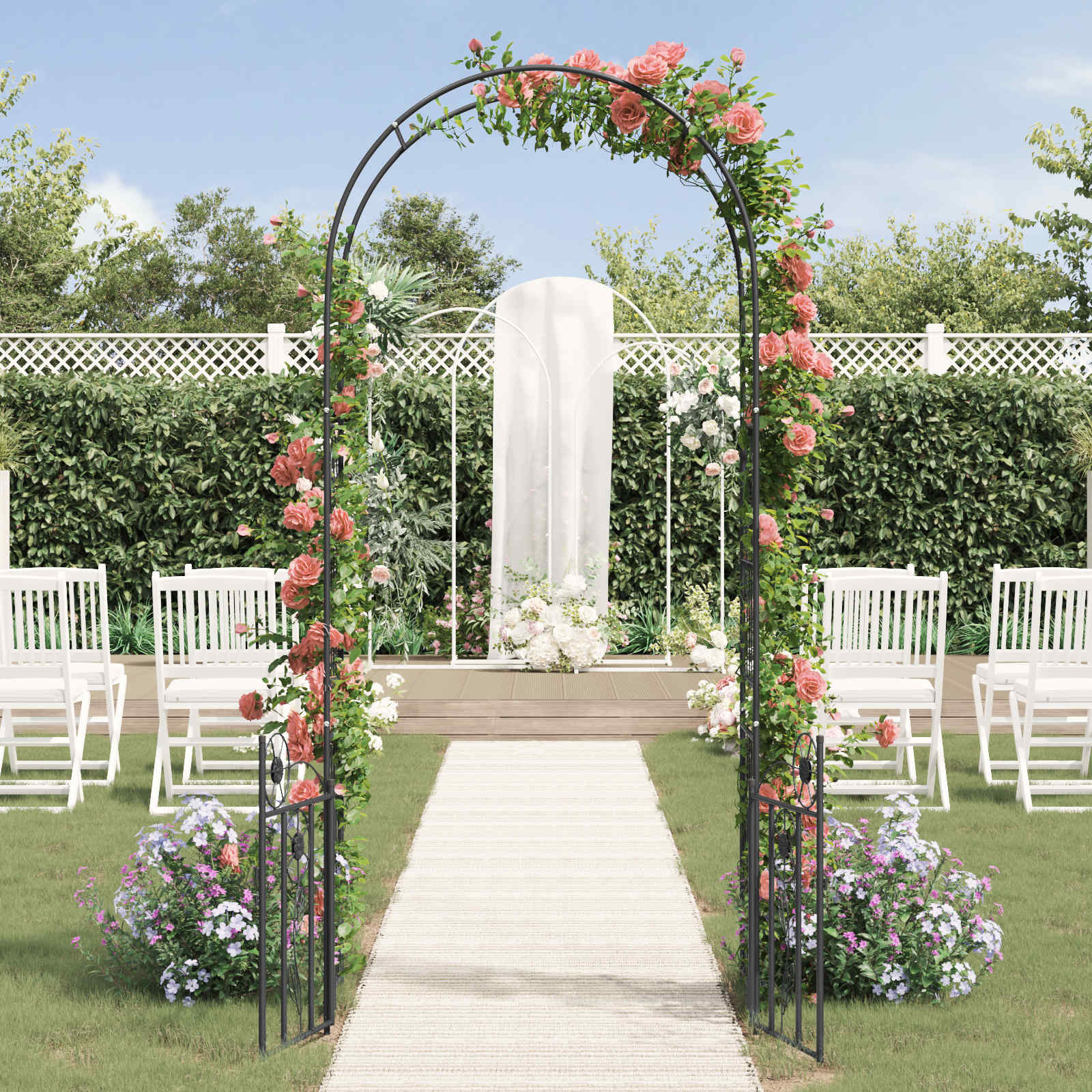 Arco Da Giardino Tinta Unita Nero 102 X 50 X 218 cm - Image 4