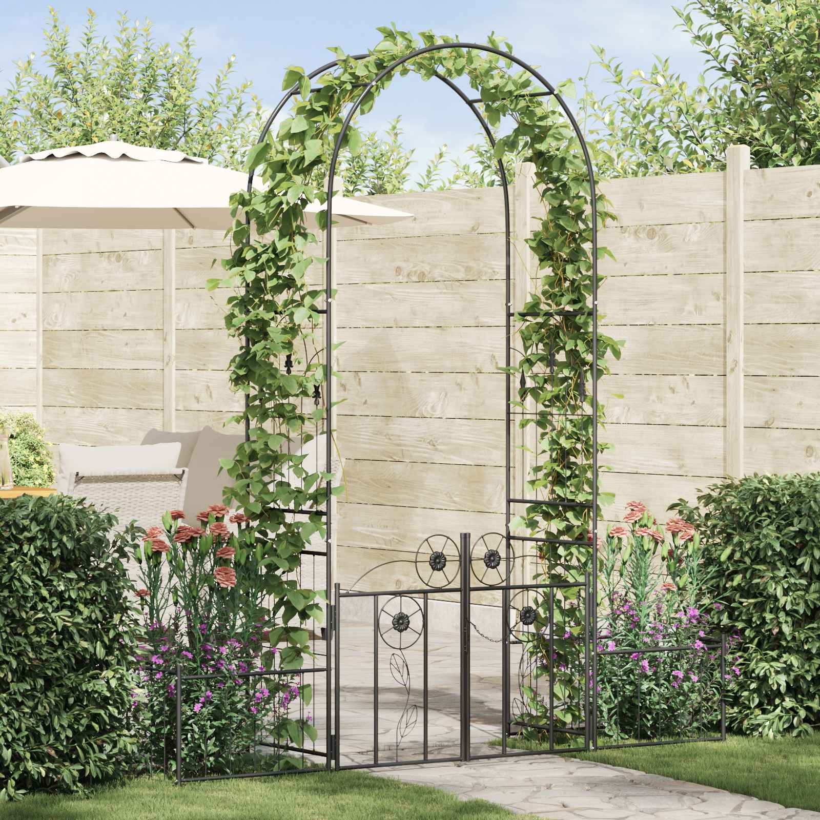 Arco Da Giardino Tinta Unita Nero 203 X 50 X 218 cm