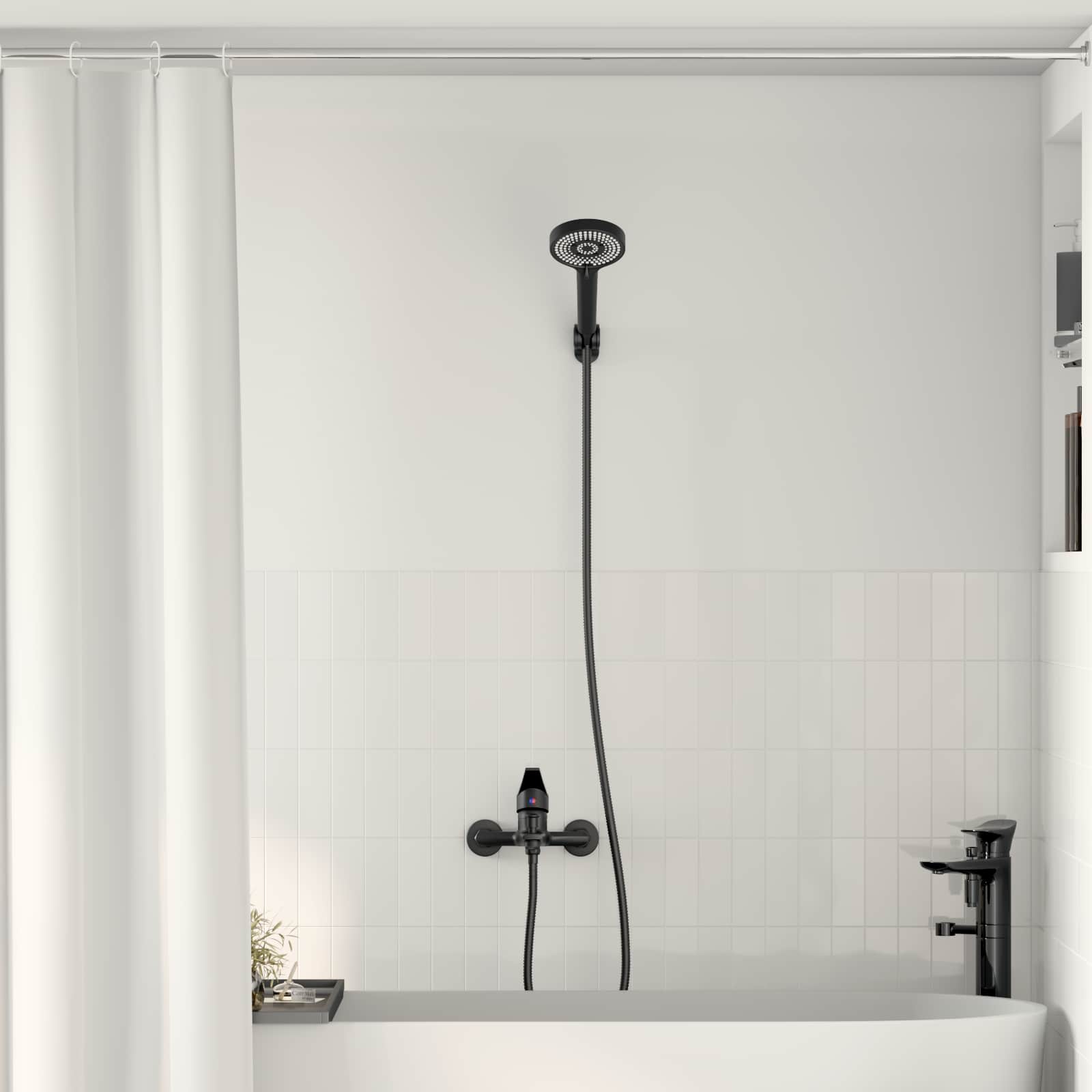 Set Di Doccia Con Soffione Nero G 1 / 2 Pollici