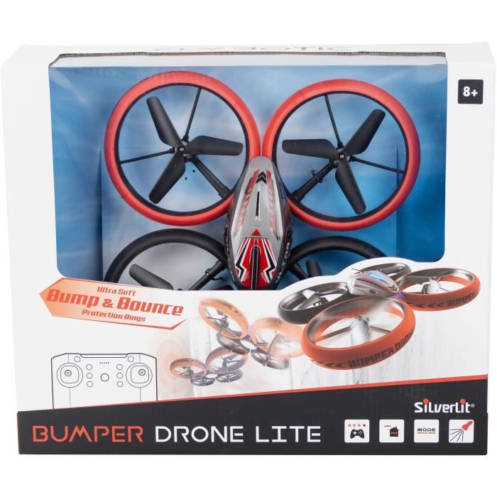 Drone Telecomandato - Flybotic - Letto Drone Paraurti - 17 Cm - Rosso E Nero - 8 Anni