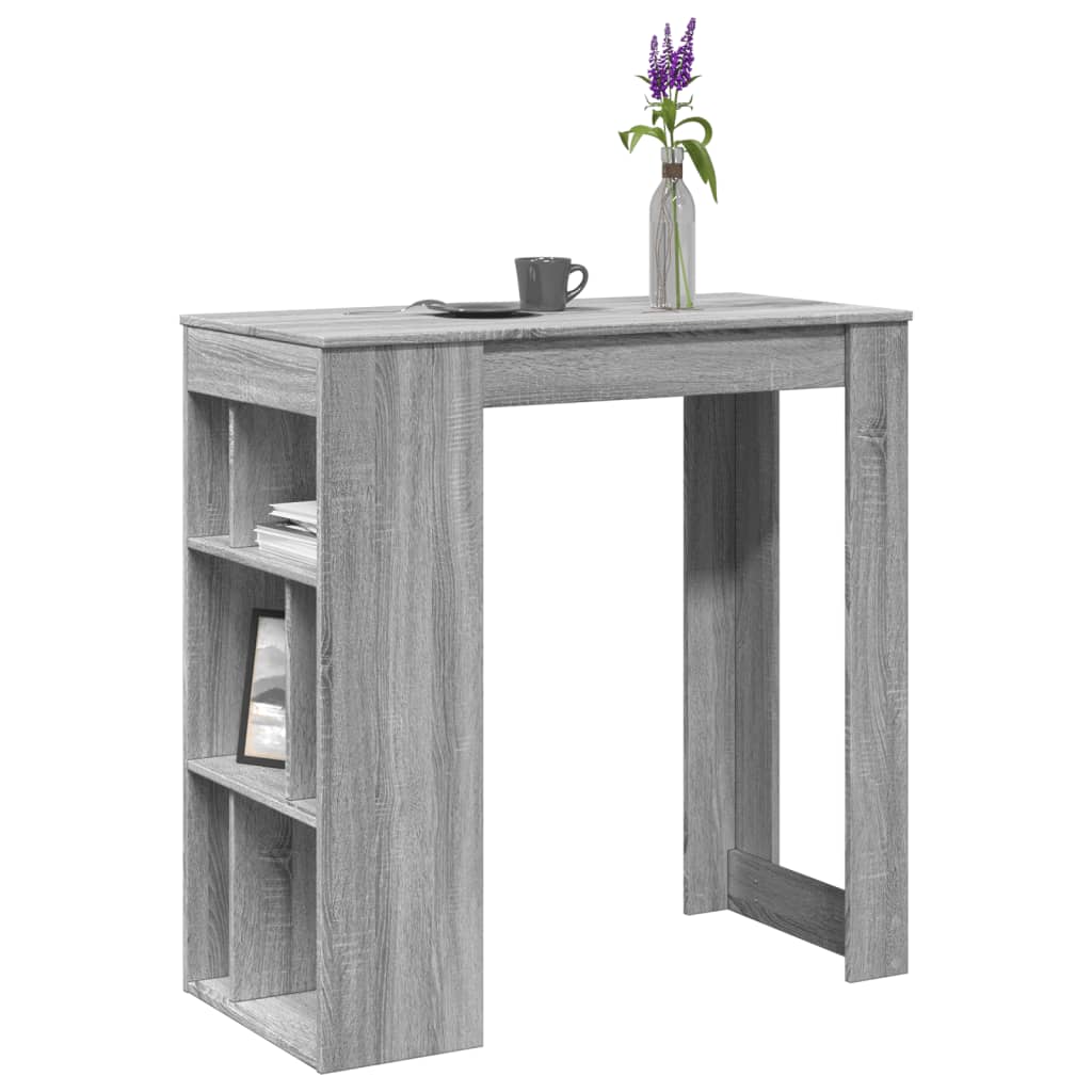 Tavolo Bar Con Rastrelliera Grigio 102x50x103,5 Cm Multistrato