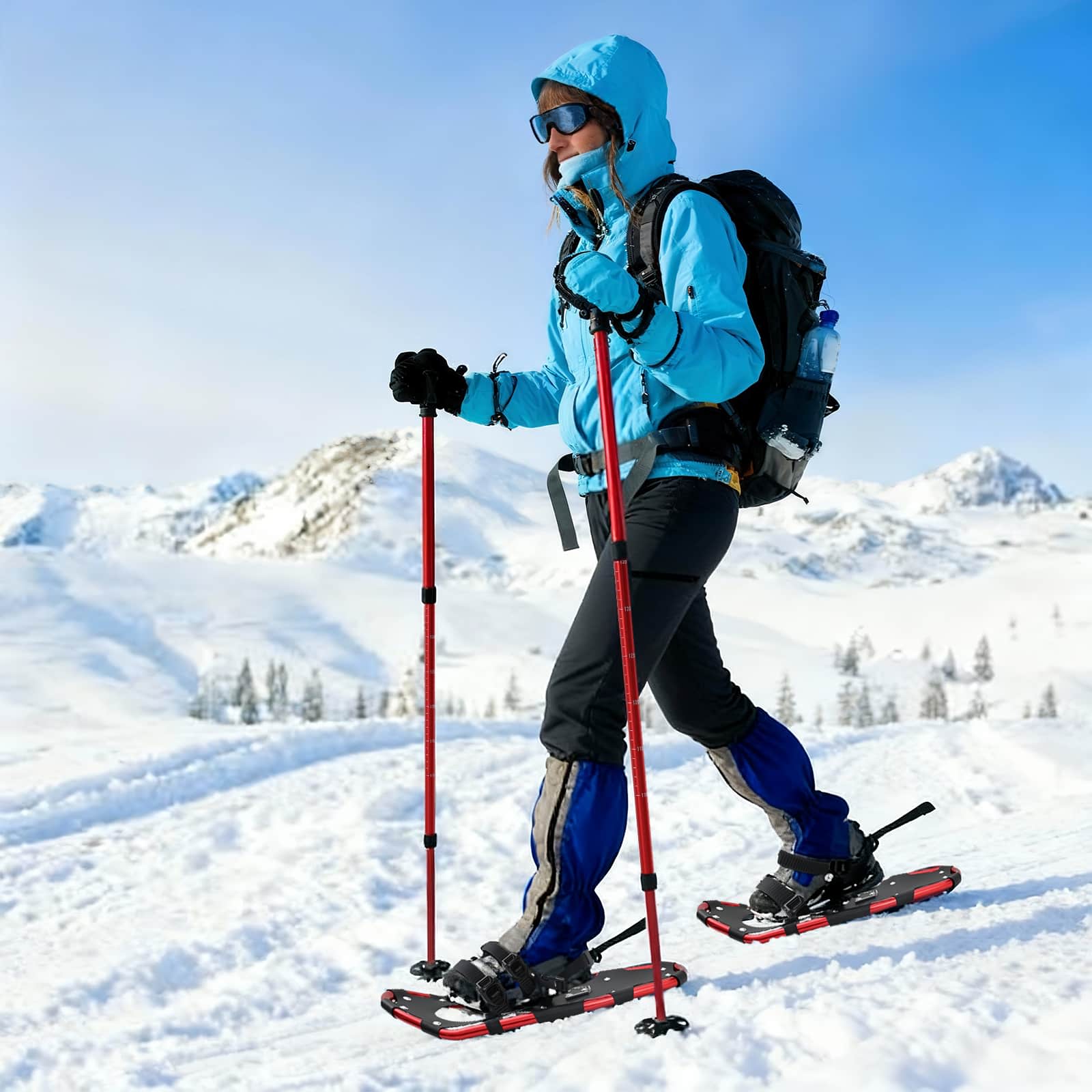 Racchette Da Neve 3 In 1 Con Bastoni Da Trekking Rosso