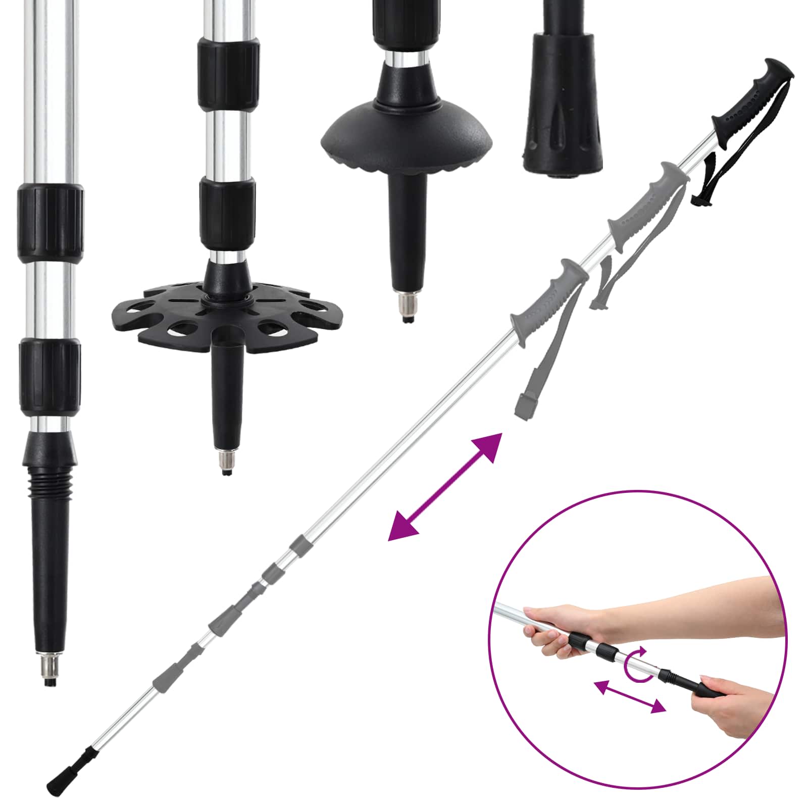 Racchette Da Neve 3 In 1 Con Bastoni Da Trekking Argento - Image 6