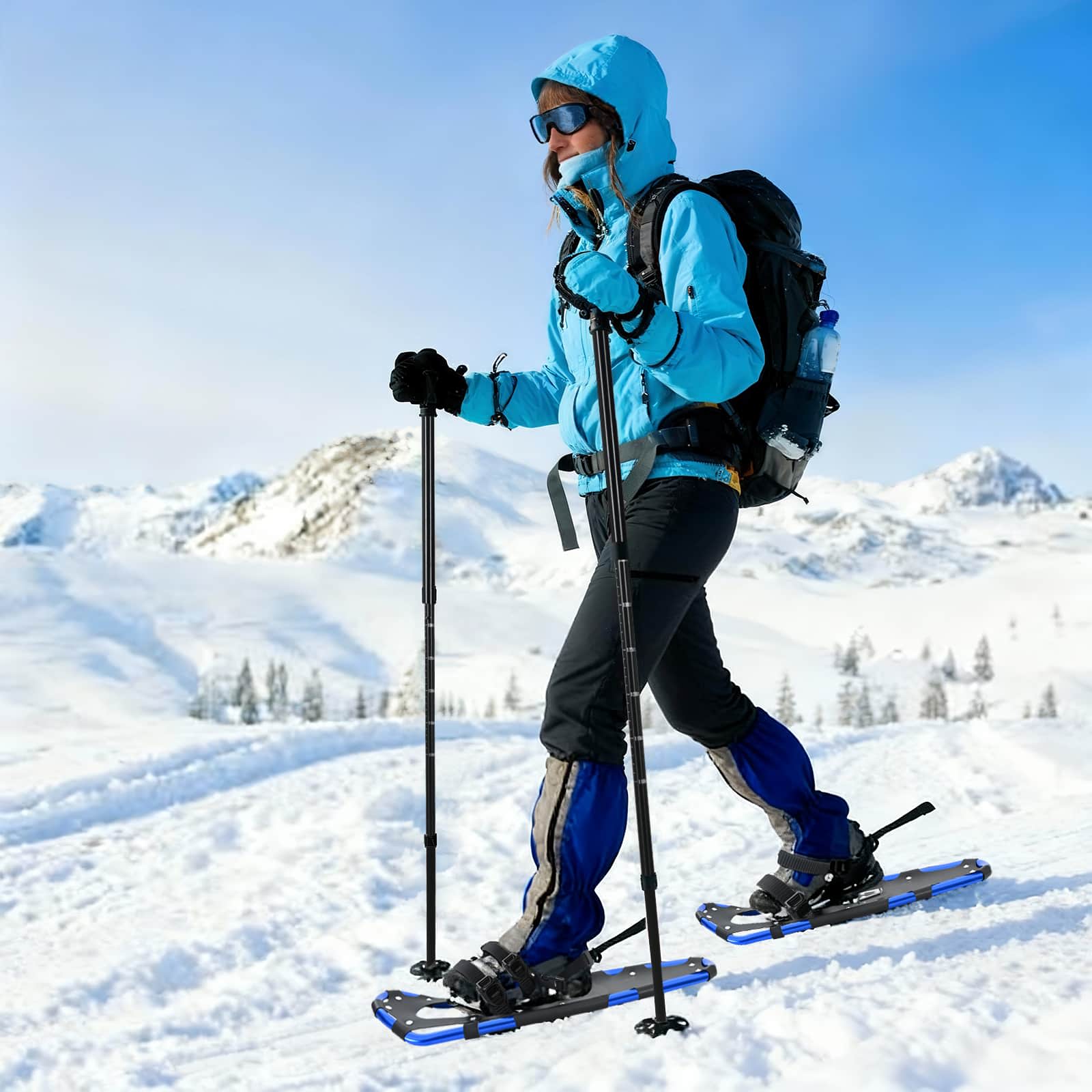 Racchette Da Neve 3 In 1 Con Bastoni Da Trekking Blu 30 Pollici