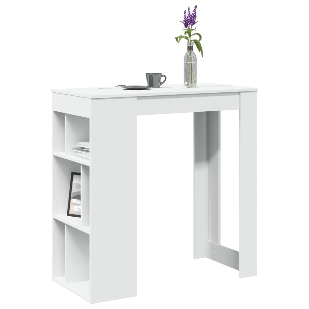 Tavolo Bar Con Rastrelliera Bianco 102x50x103,5 Cm Multistrato