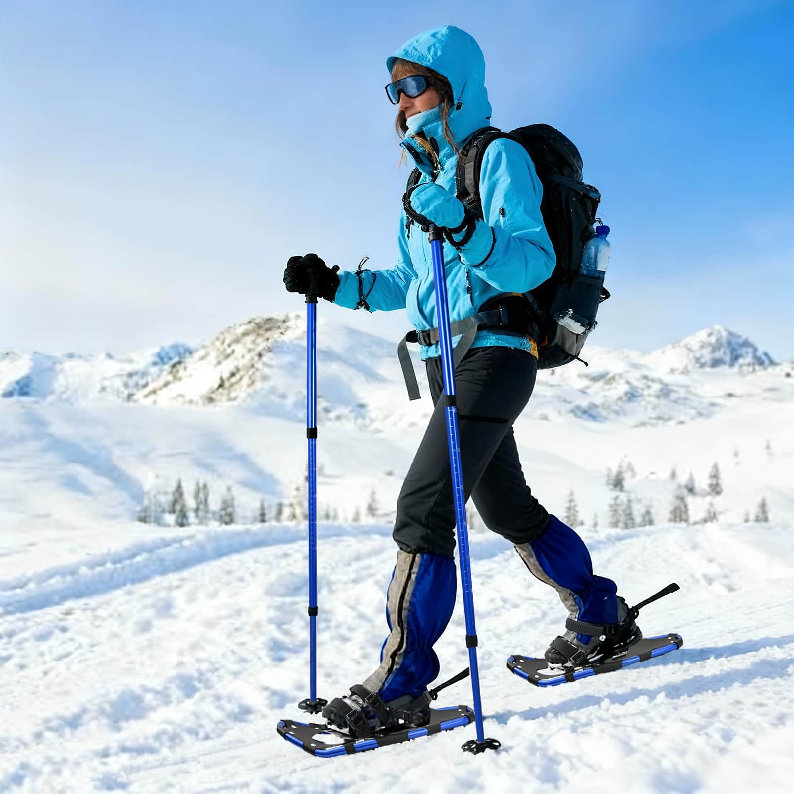 Racchette Da Neve 3 In 1 Con Bastoni Da Trekking Blu 21 Pollici