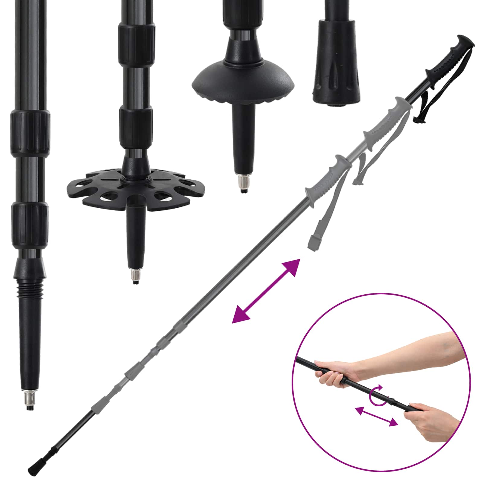 Racchette Da Neve 3 In 1 Con Bastoni Da Trekking Blu 21 Pollici - Image 6