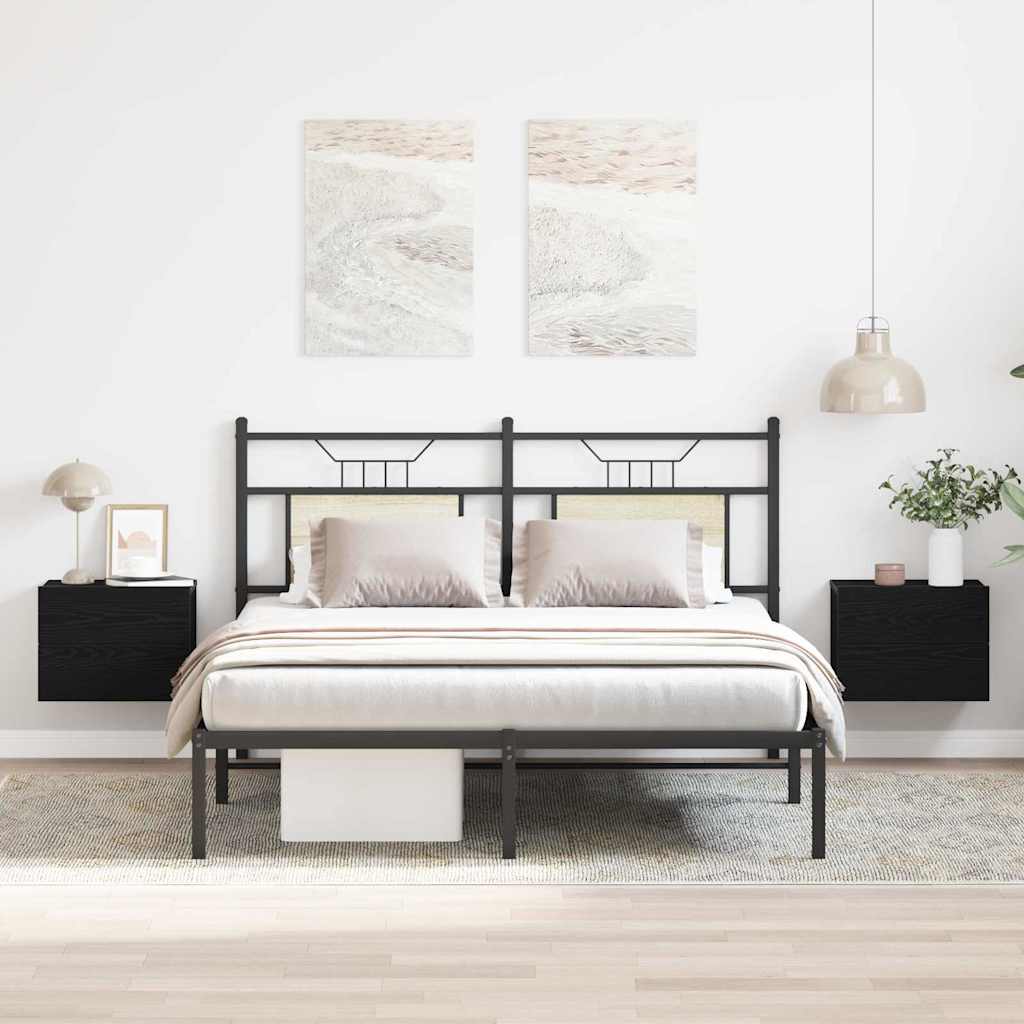 Armadio Da Notte Con Cassetto 2 Pcs Rovere Nero 40 X 30 X 30 cm - Image 4